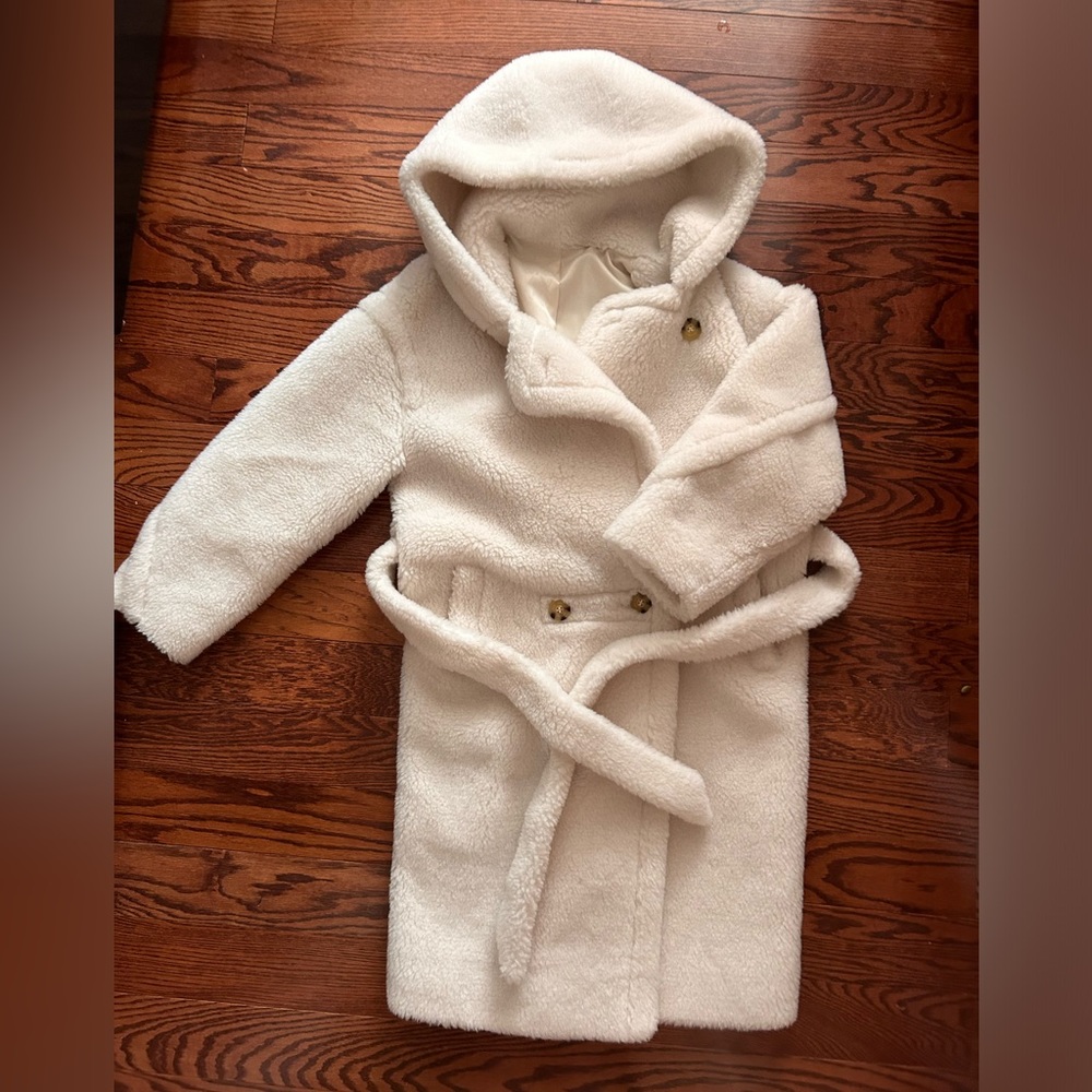Max Mara inspired oversize teddy real sheep wool coat, size M